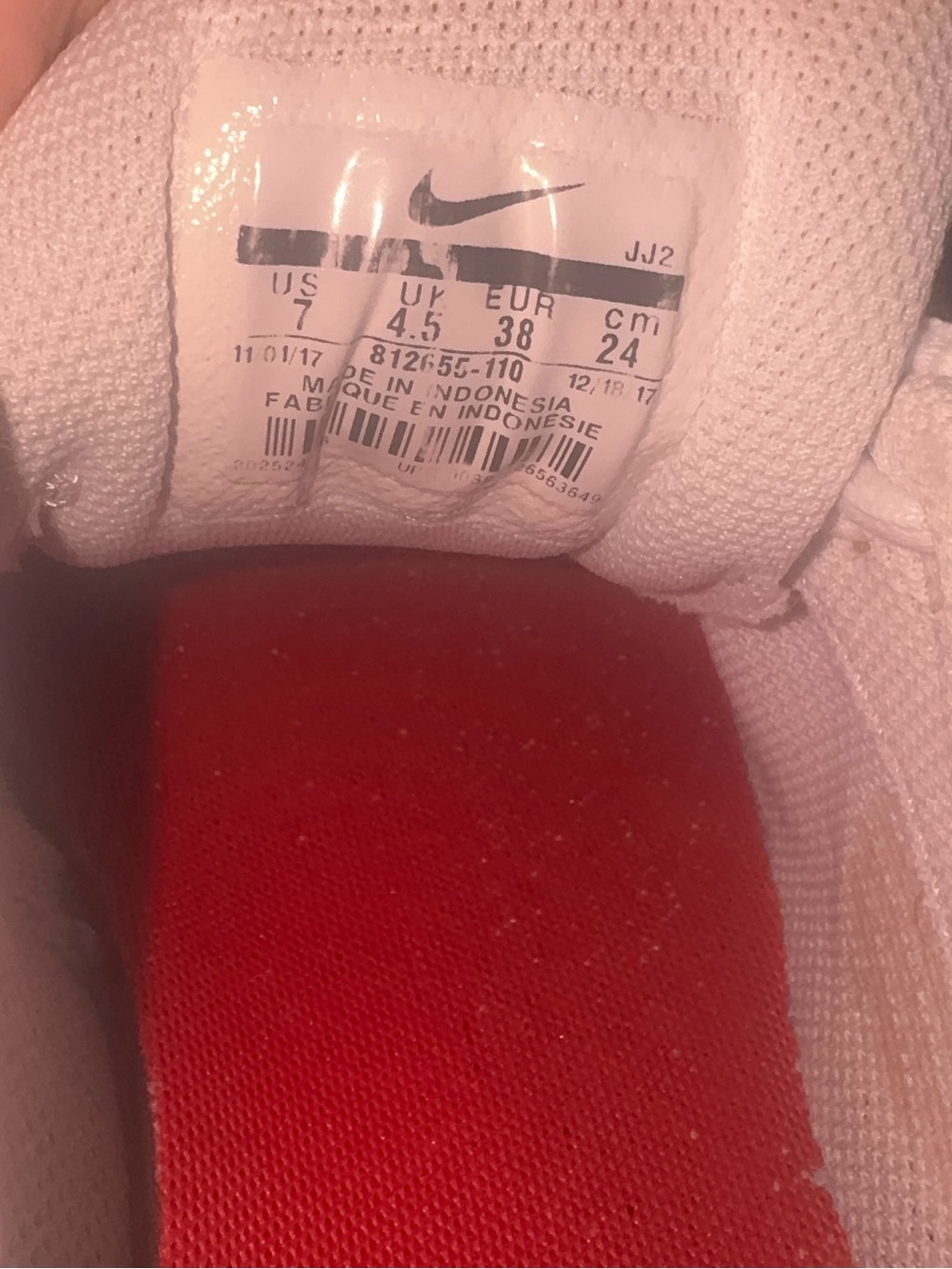 Nike Women Shoes White with Red Insole